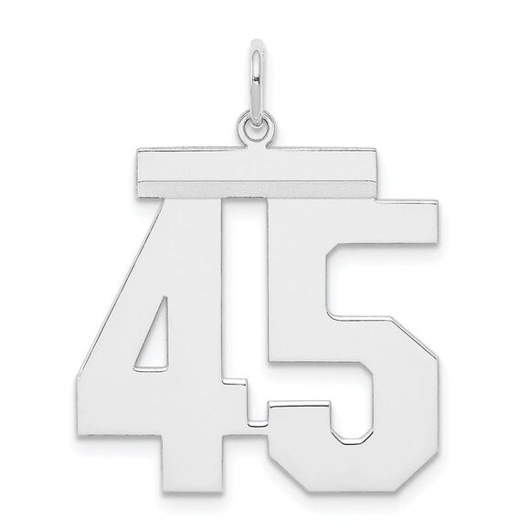 Sterling Silver Athletic Collection Large Polished Number 45 Pendant